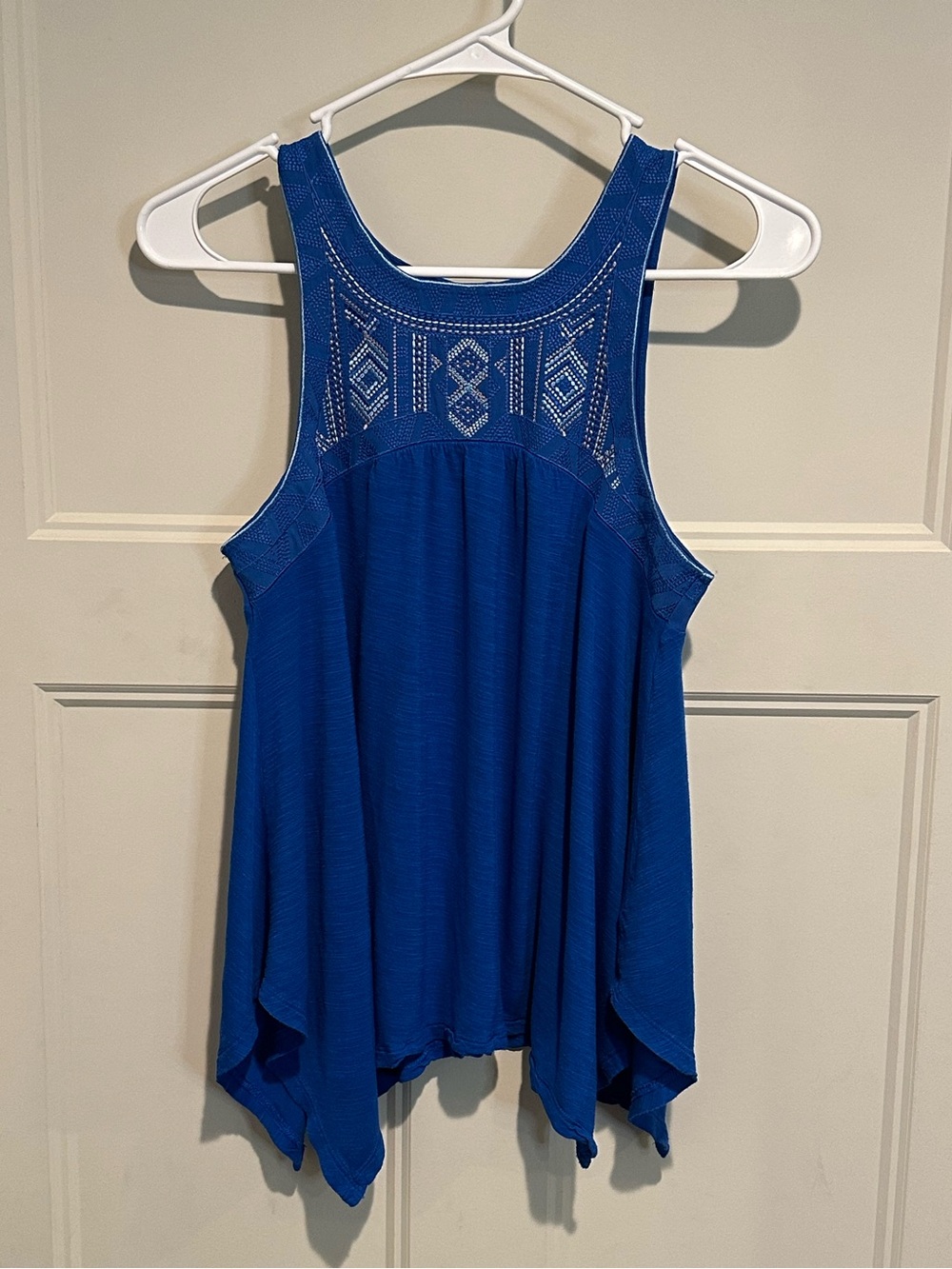 American Eagle Outfitters Royal Blue Crochet Aztec Tank Y2K